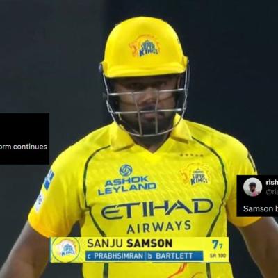 "RR Walo Ne Chuna Laga Diya": Fans Fume as Sanju Samson Struggles in CSK vs PBKS Clash